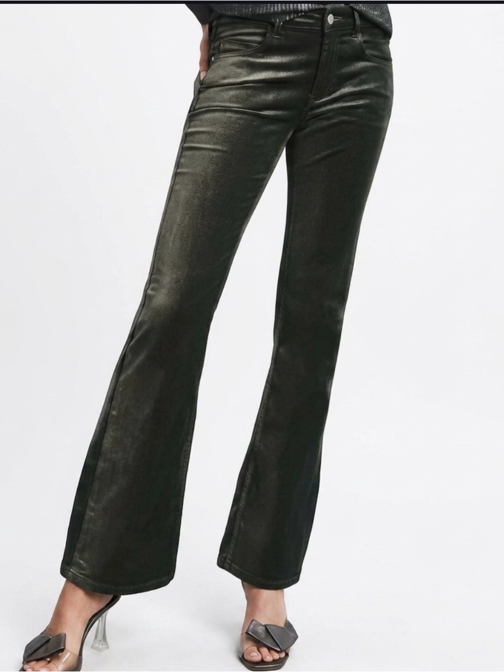 NWT Anthropologie Pilcro The Demilune Boot Velvet Jeans Moss Green 25